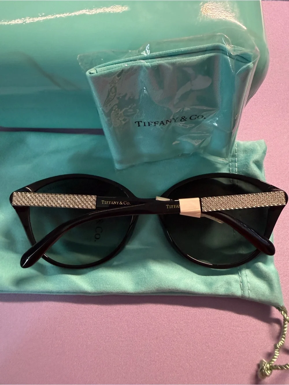 Tiffany & Co. Women's Black Oversized Sunglasses with Tiffany Blue Case